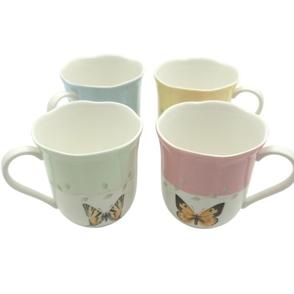 Set Of 4 Butterfly Meadow China Mugs By Lenox - Picture 8 of 8